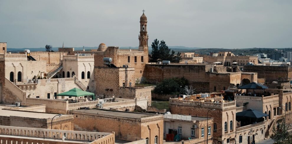 Panoramic view of the ancient architecture in Midyat, Mardin, Türkiye.