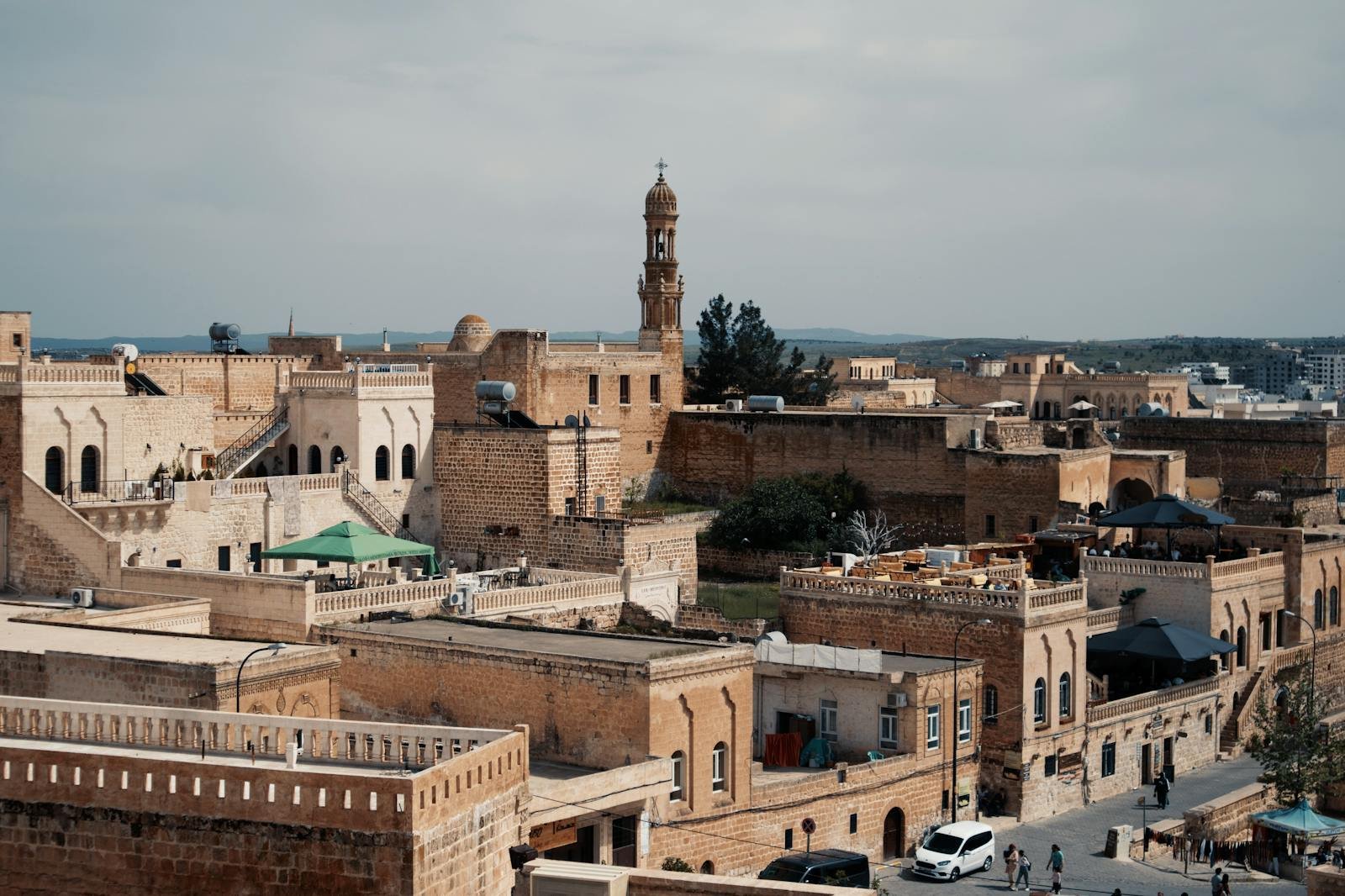 Panoramic view of the ancient architecture in Midyat, Mardin, Türkiye.